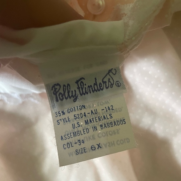 Vintage Polly Flinders Hand Smocked Dress Swiss Dot Collar 6 X 6X Party Twirl - Picture 7 of 10